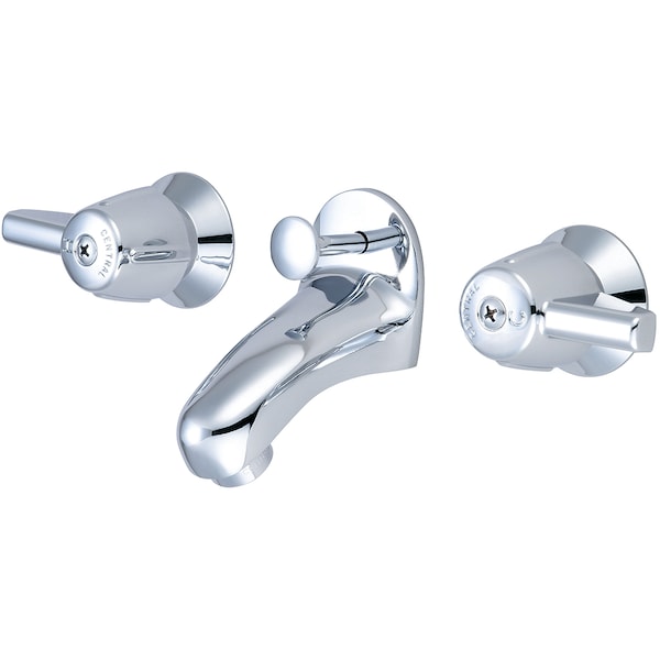 Two Handle Slant Back Bathroom Faucet, IP, Wallmount, Polished Chrome, Number of Holes: 3 Hole